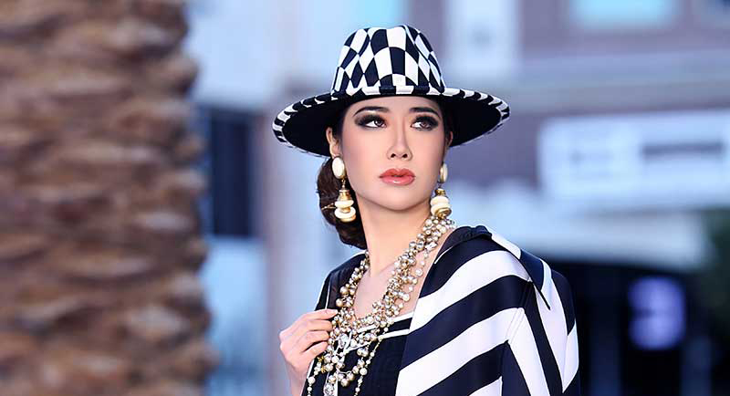 Tiffany Chang in David Tupaz couture