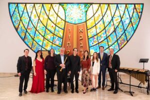 The evening featured an exceptional ensemble of musicians: Jonathan Rhodes on harpsichord; Bryan Conger on clarinet; Richard Kravchak on Baroque oboe; Ka-Wai Yu on Baroque cello; Ryan Bond on vibraphone; Megan Kearny on saxophone; and Ana Angel Ortiz, Baroque soprano. Works by George Frideric Handel, Domenico Gabrielli, Louis Couperin, UNLV composer Jennifer Bellor and Antonio Vivaldi unfolded in luminous succession, while improvisational passages by Bryan Conger threaded through the program like echoes drifting through a cathedral.